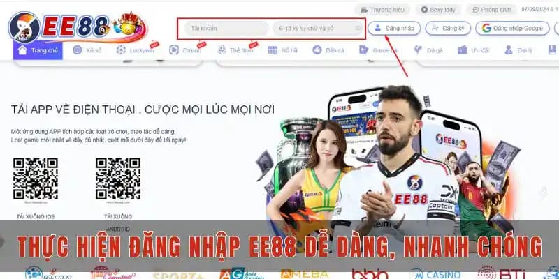 Thực hiện đăng nhập EE88 dễ dàng, nhanh chóng